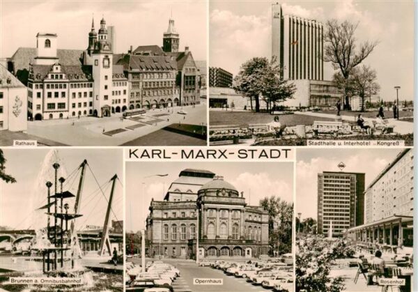 Karl-Marx-Stadt Rathaus Stadthalle Interhotel Kongress Brunnen Opernhaus Rosenho