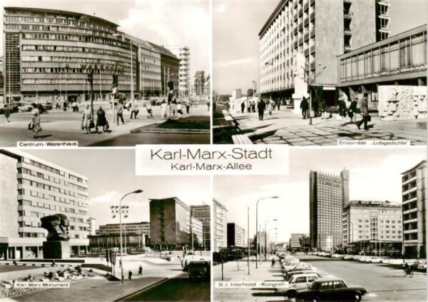 Karl-Marx-Stadt Karl-Marx-Allee Centrum Warenhaus Ensemble Lobgedichte Karl-Marx