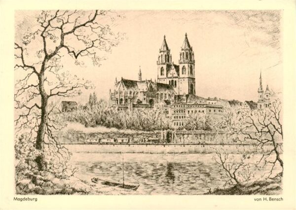 Magdeburg Serie Vergesst den deutschen Osten nicht GVG-Kunstkarte Original von H
