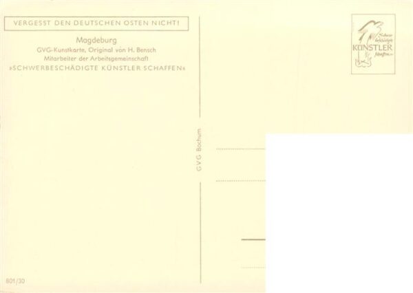 Magdeburg Serie Vergesst den deutschen Osten nicht GVG-Kunstkarte Original von H – Bild 2
