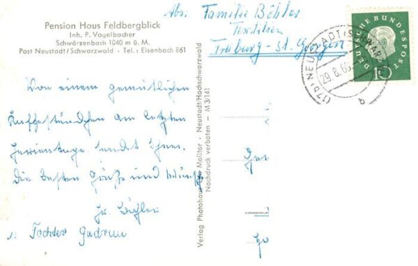 Schwaerzenbach Titisee-Neustadt Pension Haus Feldbergblick Gastraum Panorama Tei – Bild 2
