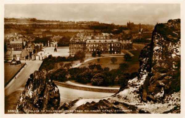Edinburgh  Scotland UK Palace of Holyroodhouse from Salisbury Crags
