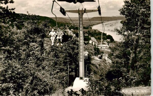 Bad Niederbreisig Blick von der Burg Rheineck Sesselbahn ins Rheintal