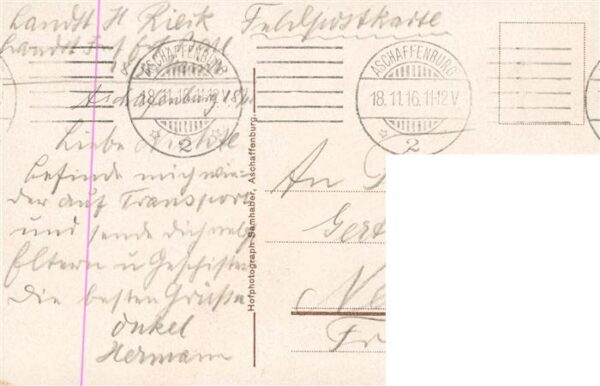 Aschaffenburg Main Kgl Schloss vom Pompejanum aus Feldpost – Bild 2