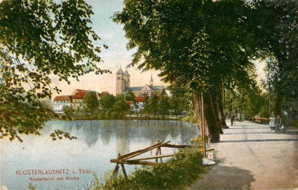 Klosterlausnitz Bad Klosterteich mit Kirche