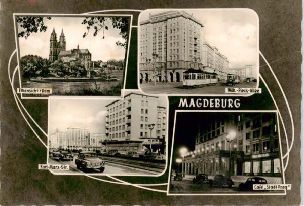 Magdeburg Elbansicht Dom Wilh Pieck Allee Karl Marx Str Cafe Stadt Prag