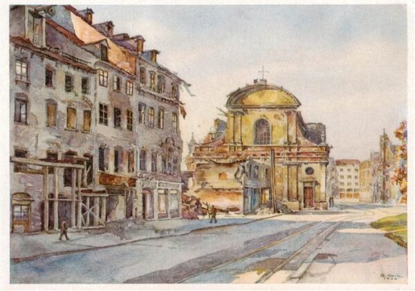 Muenchen Promenadeplatz Aquarell