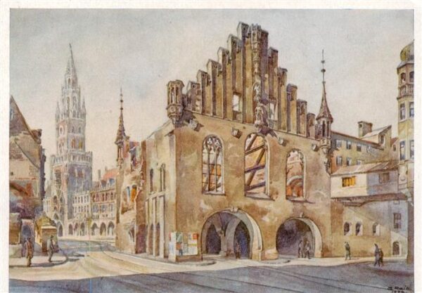 Muenchen Altes Rathaus Aquarell