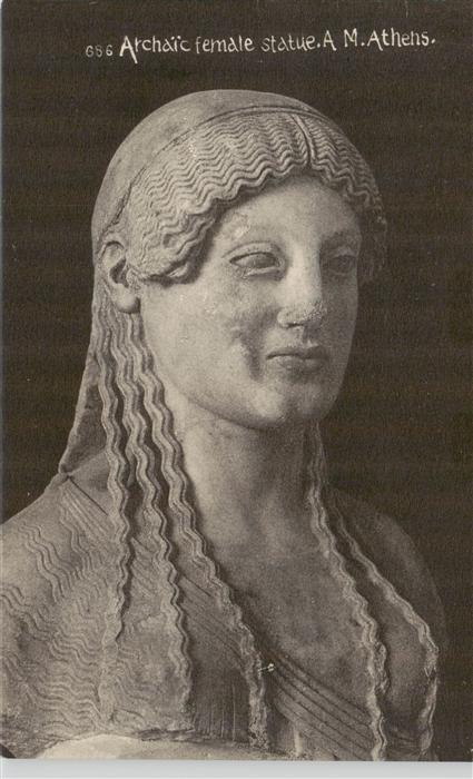 Skulpturen Archaic female statue A.M.Athens