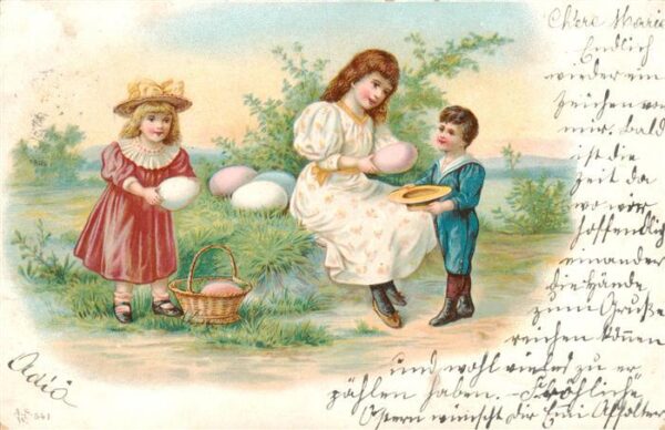 Kinder Child Enfants Ostern Eier Kinder Litho