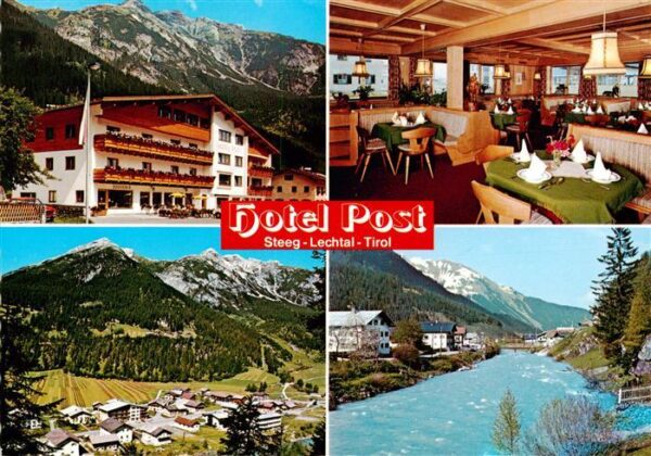 Steeg Lechtal Lech Vorarlberg AT Hotel Post Gastraum Panorama Lechpartie