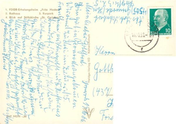Gernrode Harz FDGB Erholungsheim Fritz Hecker Rathaus Kurpark Stiftskirche St Cy – Bild 2