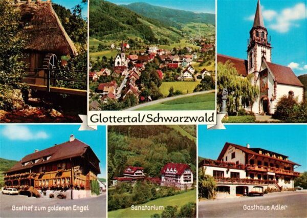 Glottertal Schwarzwald Muehlrad Panorama Kirche Gasthof zum goldenen Engel Sanat