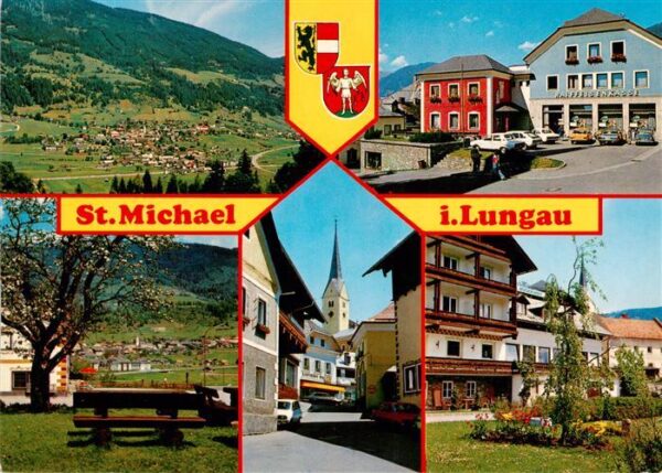 St Michael Lungau AT Panorama Raiffeisenbank Kirche Teilansichten