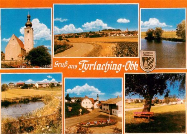 Tyrlaching im Rupertiwinkel Kirche Panorama Teich Ortspartien