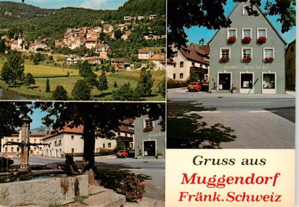 Muggendorf Fraenkische Schweiz Panorama Brunnen Markt Apotheke