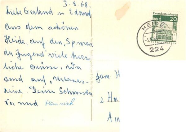 Heide Holstein Strassenpartie Brunnen Wohnhaus – Bild 2