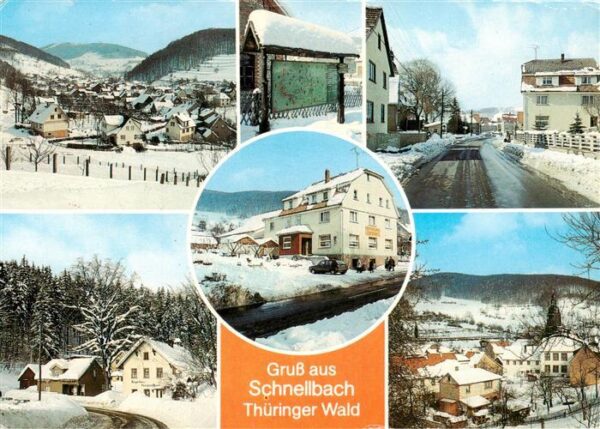 Schnellbach Floh Seligenthal Panorama Wanderkarte Hauptstrasse Berggasthaus Ness