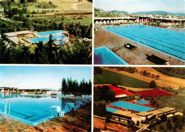 Gottmadingen Beheiztes Hoehenfreibad Schwimmbecken Waermehalle Liegewiese
