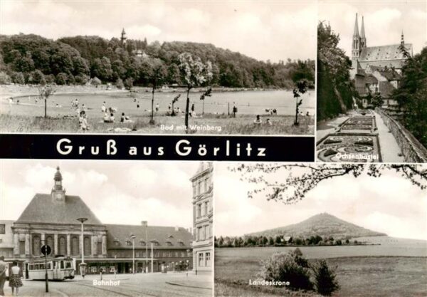 Goerlitz  Sachsen Bad mit Weinberg Ochsenbastei Bahnhof Landeskrone