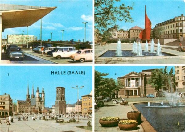 Halle  Saale Hansering Fahnenmonument Markt Theater des Friedens