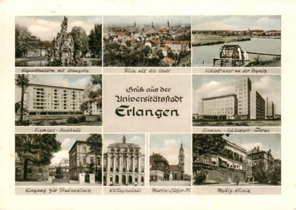 Erlangen Hugenottenturm Stadtblick Schoepfraeder an der Pegnitz Siemens Hochhaus