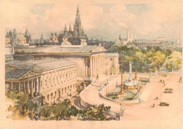 Wien AT Parlament Aquarell
