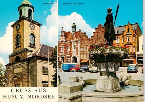 Husum  Nordfriesland Marienkirche Marktplatz Rathaus Brunnen