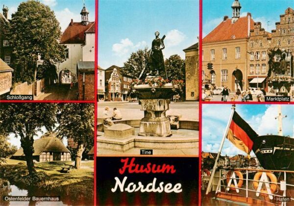 Husum  Nordfriesland Schlossgang Ostenfelder Bauernhaus Tine Statue Marktplatz H