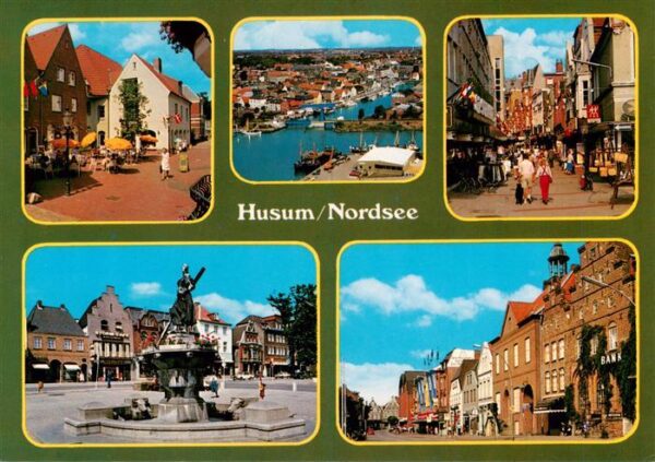 Husum  Nordfriesland Teilansichten Fussgaengerzone Luftaufnahme Marktplatz Brunn