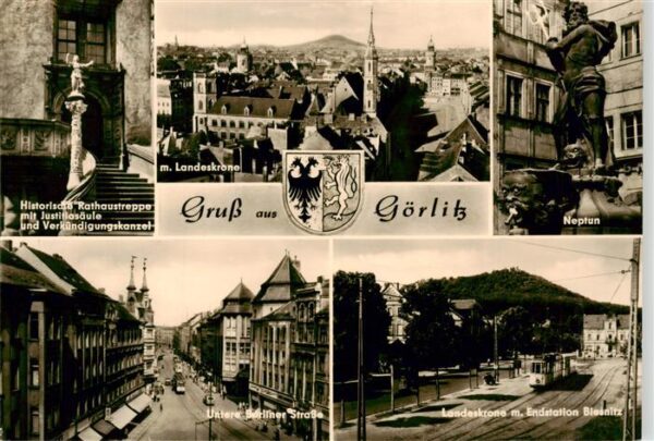 Goerlitz  Sachsen Historische Rathaustreppe Justitiasaeule Kanzel Panorama mit L