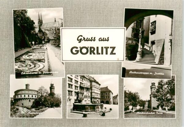 Goerlitz  Sachsen Ochsenbastei Peterskirche Rathaustreppe Justitia Kaisertrutz N