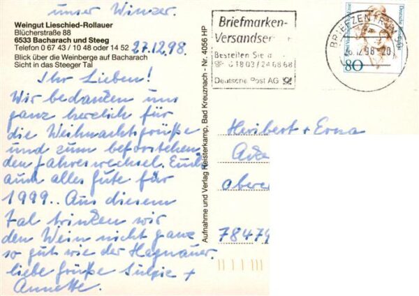 Bacharach Rhein Weingut Lieschied Prollauer Weinkeller Panorama Steeger Tal – Bild 2