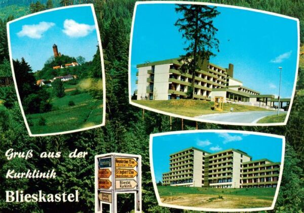 Blieskastel Burgruine Kirkel Kurklinik Vorder und Rueckansicht