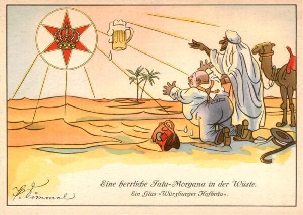 Wuerzburg Bayern Glueckwunschkarte Fata Morgana in der Wueste Ein Glas Wuerzburg