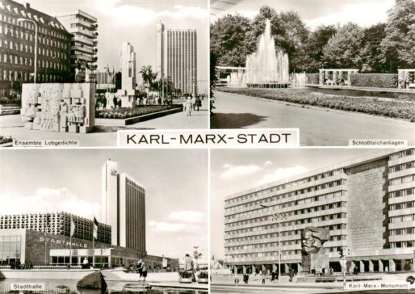 Karl-Marx-Stadt Ensemble Lobgedichte Schlossteichanlagen Stadthalle Karl marx Mo