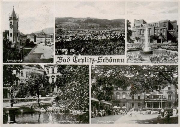 Bad Teplitz-Schoenau Teplice CZ Schlossplatz Panorama Stadttheater Herrenhausbad