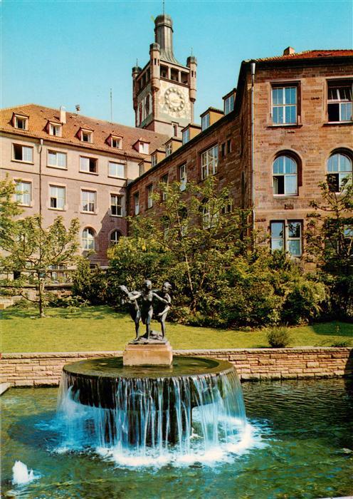 Pforzheim Dreitaelerbrunnen in der Blumenhofanlage