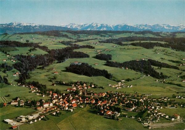 Weiler Allgaeu Fliegeraufnahme mit Bregenzerwald Bergen