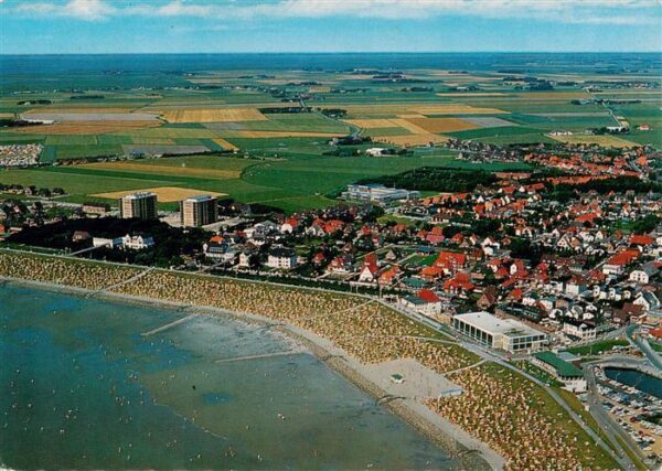 Buesum Nordseebad Korbstrand und Ort Fliegeraufnahme