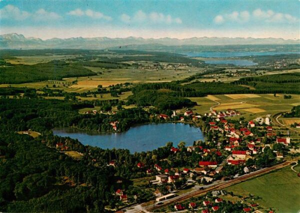 Wessling Starnberger See Fliegeraufnahme mit Zugspitze Ammer und Pilsensee
