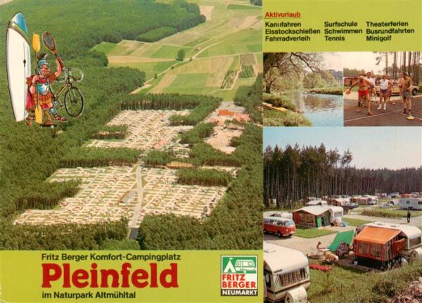Pleinfeld Fritz Berger Waldcamping Fliegeraufnahme Kanufahren Eisstockschiessen
