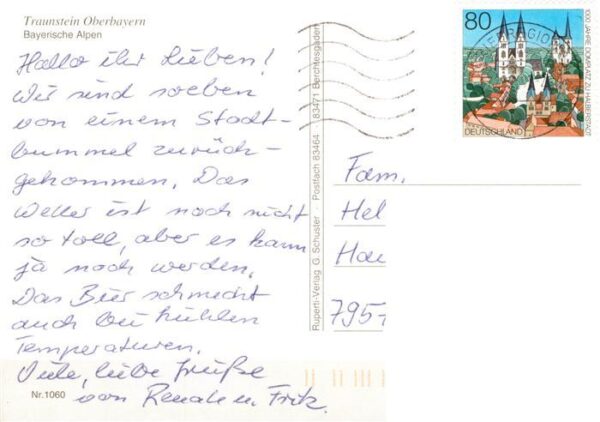Traunstein  Oberbayern mit Hochfelln Stadtplatz Schaumburger Strasse Springbrunn – Bild 2