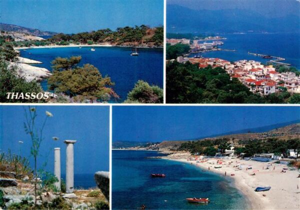 Thassos Greece Fliegeraufnahmen Saeulen Strandpartien
