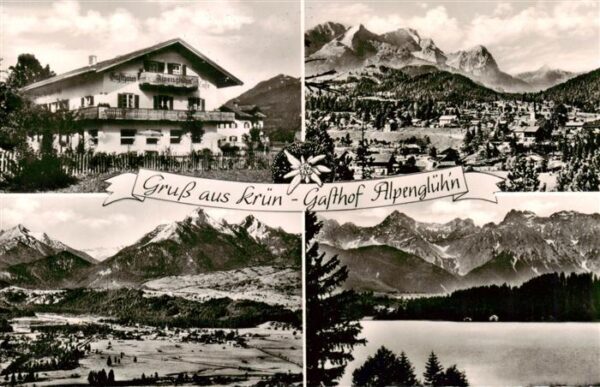 Kruen Garmisch-Partenkirchen Gasthof Alpengluehn Panorama Seepartie