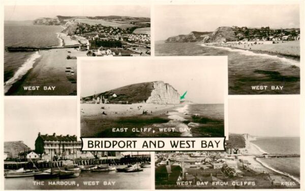 Bridport Dorset UK West Bay The Harbour East Cliff West Bay from Cliffs