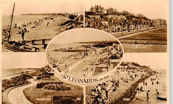 St Leonards on Sea Bathing Beach Bathing Chalets Grosvenor Gardens Rock Gardens