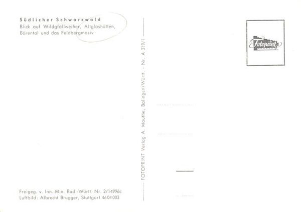 Altglashuetten Fliegeraufnahme mit Windgfaellweiher Baerenta und Feldbergmassiv – Bild 2