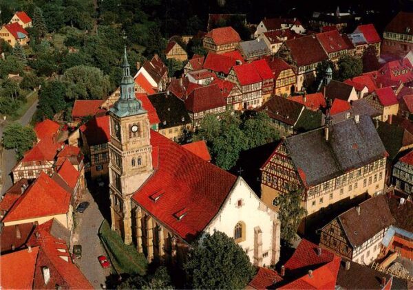 Koenigsberg Bayern Fliegeraufnahme mit Kirche