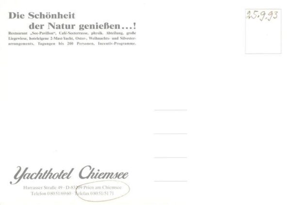 Chiemsee Yachthotel Chiemsee Restaurant See-Pavillon Yachthafen Fliegeraufnahme – Bild 2